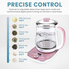 AROMA® Professional 1.5L / 6-Cup Glass Digital Electric Tea Maker, Automatic Keep Warm Mode, 16 Different Heat Setting Options, Spill-Free Pouring Spout (AWK-701) - Image 5