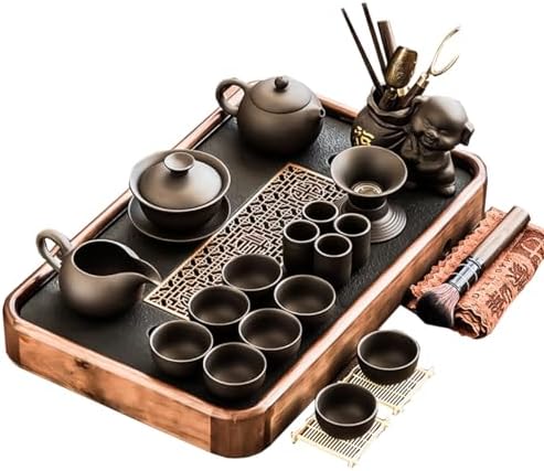 GIZNXBA Tea Pot Cup Set with Tray, Ceramic Tea Set Porcelain Teapot, Tea Set with Tray for Adults, Tea Set for Home Outdoor Picnic Business Hotel Office (Color : A) by GIZNXBA