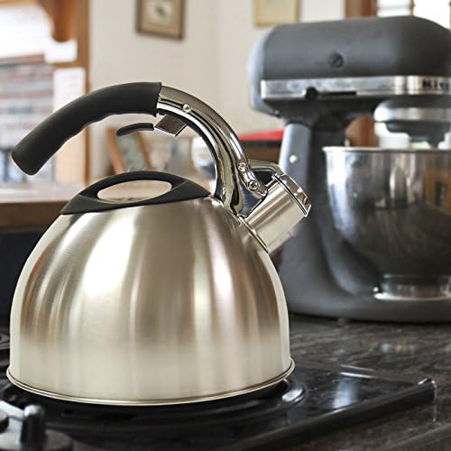 Creative Home Ellipse 2.8 Qt Stainless Steel Whistling Tea Kettle with Aluminum Capsulated Bottom, Brushed Finish - Image 2