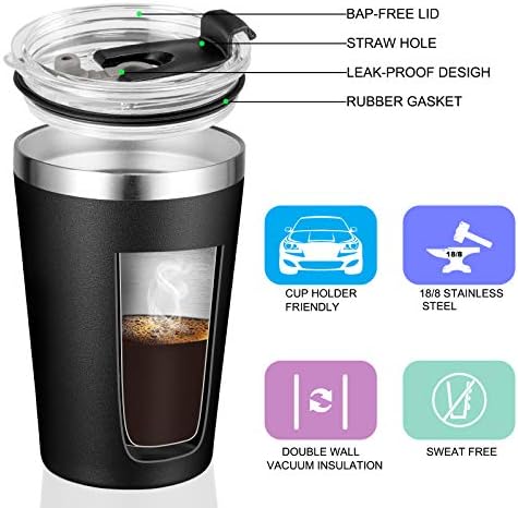 VEGOND 12oz Tumbler Stainless Steel Tumbler bulk Vacuum Insulated Double Wall Travel Tumbler with Lid and Straw Reusable Tumbler, Black 12 Pack - Image 2