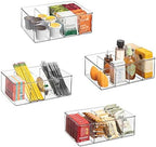 Sorbus Storage Bins with Dividers - Clear Plastic Organizer - Store Tea Bags, Spices, Seasonings, Drink Packets, Oatmeal - Snack Storage & Display Containers for Kitchen & Pantry (4 Pack) - Image 3