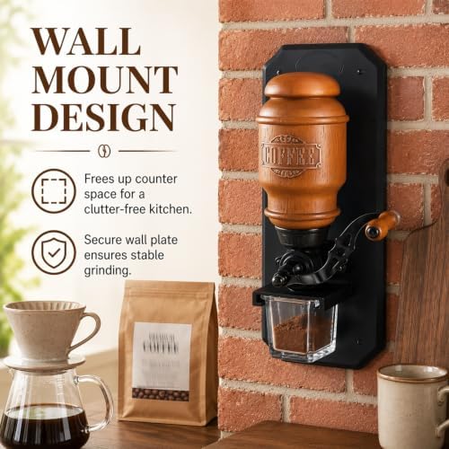 Wall Mounted Manual Coffee Grinder, Adjustable Coarseness - Image 2