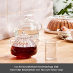 Karaca Lori Glass Teapot with Infuser - Turkish Transparent Tea Pot Tea Maker for Loose Leaf, Herbal Tea for 9 Cups - Tea Kettle (1.2L) & Teapot-Lid with Removable Strainer (0.6L) - Image 6