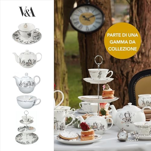 V&A Alice in Wonderland Teapot and Cup Set For 1 in Gift Box, Fine China Tea Set, White, 250 ml - Image 6