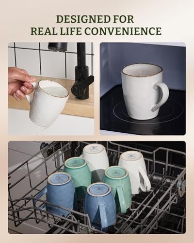 famiware Aurora Coffee Mugs, 14oz Mug Set of 4, Stoneware Cup with Handle - Image 5