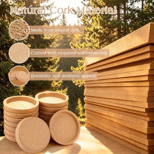 Cork Coasters Round with Rim, 16 Pieces Coasters Cork for Drinks - Image 3