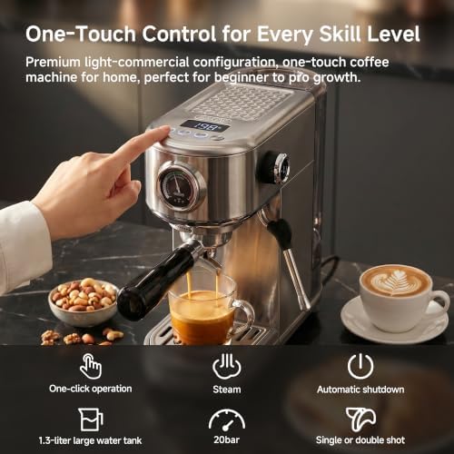 HIBREW H10B Programmable Espresso Machine with LED Display & Pressure Gauge - Image 2