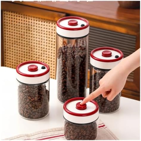 Vacuum Sealed Press Type Coffee Bean Storage Can Glass Canister Durable Tea Preservation Evacuated Storage Bottle for Home Use(1200ML C4533C) - Image 4
