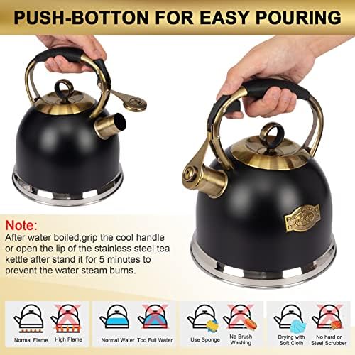 Tea Kettle -3.0 Quart Tea Kettles Stovetop Whistling Teapot Stainless Steel Tea Pots for Stove Top Whistle Tea Pot - Image 6