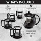 Primula Half Moon Teapot_Set with 4 Tea_Cups, Removable Stainless Steel Filter and Infuser, Glass Tea_Maker, Filter, Dishwasher Safe, 40-Ounce, Tea Gift Set,Tea Set for Service of 4 Adults (Pack of 6) - Image 2