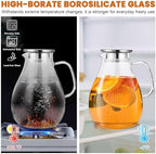 SUSTEAS 3 Litre 101oz Glass Pitcher with Lid and Spout, Handmade Pitcher - Image 3