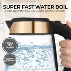 Zulay Kitchen Fast Boiling Electric Water Kettle - 1.7L, 1500W, Auto Shut-Off for Overboil & Boil Dry Protection, Cool-Touch Handle, 360° Base - Rapid Teapot Boiler For Coffee & Tea - Black Copper - Image 2