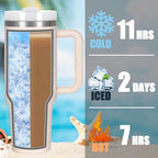 4 Pack 40 Oz Tumbler with Handle Bulk, Double Wall Vacuum Insulated Stainless Steel Tumbler with Lid and Straw, 40 oz cup with Silicone Spill Proof Stopper Set (Rose Quartz) - Image 5