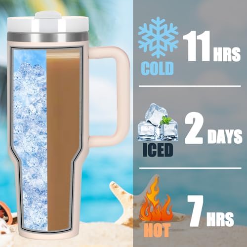 4 Pack 40 Oz Tumbler with Handle Bulk, Double Wall Vacuum Insulated Stainless Steel Tumbler with Lid and Straw, 40 oz cup with Silicone Spill Proof Stopper Set (Rose Quartz) - Image 5