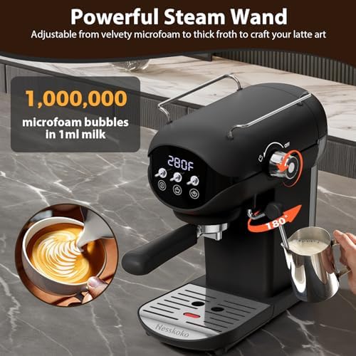 20 Bar Espresso Machine, Compact Espresso Maker with Milk Frother - Image 4