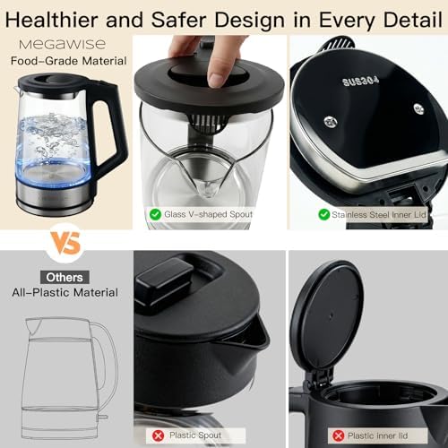 MEGAWISE Electric Glass Kettle 2L Temp Control Keep Warm - Image 5