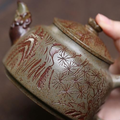 Tea Kettle Retro Stoneware Green Pine Wind Hat Teapot Tea Ceremony Single Pot Tea Maker Ceramic Tea Infuser - Image 5