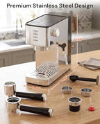 Kismile 20 Bar Espresso Machine with Milk Frother, Compact Coffee Machine & Cappuccino Machine for Home, Durable Metal Housing, 1.4L Removable Water Tank & Cup Warmer, Stainless Steel Filter - Image 7