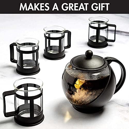 Primula Half Moon Teapot_Set with 4 Tea_Cups, Removable Stainless Steel Filter and Infuser, Glass Tea_Maker, Filter, Dishwasher Safe, 40-Ounce, Tea Gift Set,Tea Set for Service of 4 Adults (Pack of 6) - Image 6