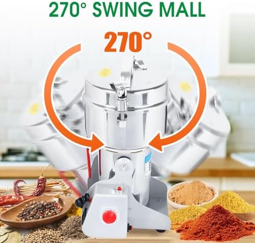 Grain Mill Grinder 750g Swing Type, 2000W High Speed Electric Grain Grinder, 25000 RPM Stainless Steel Dry Food Pulverizer for Grains, Spices, Herbs, Coffee, Rice, Corn, Seeds - Image 2