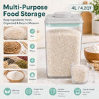 POP Airtight Flour-Rice Food-Storage Container - 4L/4.2Qt Jar with Lid(2Pc) and 3.3Oz Scoop(2Pc) | BPA-Free | Perfect for Storing Grains, pasta, Snacks | Stackable and Durable - Image 2
