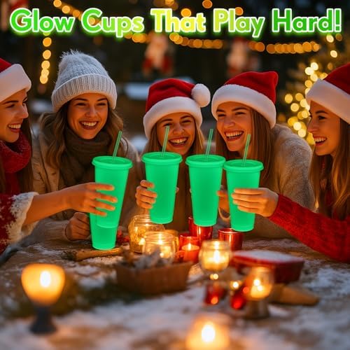 Honeydak 60 Pack 24 oz Glow in the Dark Halloween Cups, Fluorescent Green - Image 5