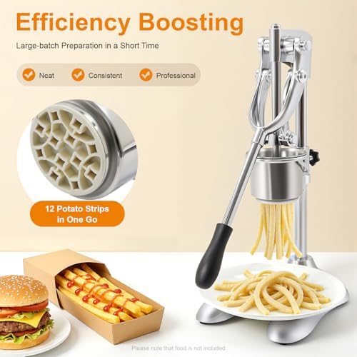 Stainless Steel Manual French Fry Press, Long Potato Cutter for Homemade Fries, Heavy Duty Fry Squeezer for Kitchen, Easy Clean Tool for Home Cooks and Fry Lovers - Image 2