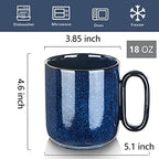 vicrays Ceramic Coffee Mug Set - 18 Ounce Large Stoneware Mug for Men Women - Unique Glazed Porcelain Mugs with Handle for Coffee Latte Tea Milk Cocoa - Set of 4 (Blue) - Image 2