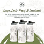 The Tea Spot Himalayan Tea Tumbler - Travel Bottle with Tea Infuser for Loose Leaf Tea or Iced Coffee - 32oz, White-Etched - Double-Walled Insulated Bottle - Keeps Drinks Hot & Cold for Hours - Image 2