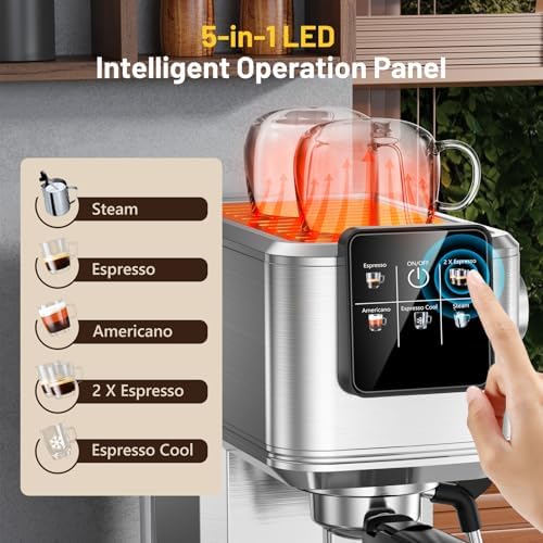 KEENSTAR Espresso Machine 20 Bar with Milk Frother, Hot & Iced Coffee Makers, Stainless Steel Espresso Maker with Rapid Cold Brew, Touch Screen with Water Tank for Latte, Cappuccino, Gift - Image 5