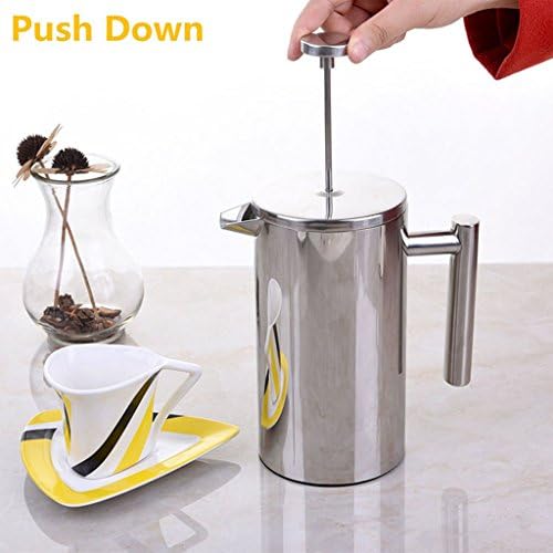 Stainless Steel French Press Coffee Maker with Double Insulated Walls - Hot Coffee for Longer - 1L Capacity - Great for Home or Camping - 500ml - Image 2