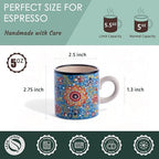 Ceramic Espresso Cups, 5 Oz Espresso Cups Set of 4, Handmade Espresso Cup, 2.75 Inch Espresso Mugs, Multicolor Demitasse Cups, Microwave & Dishwasher Safe Espresso Mugs, Coffe Mug Set (FLOWER BLOOM) - Image 2