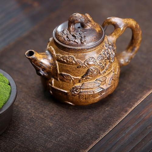 Tea Kettle Retro Stoneware Relief Gourd Teapot Home Chinese Tea Maker Ceramic Tea Infuser - Image 7