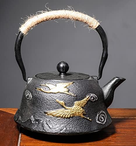 Tea Kettle,Cast Iron Teapot in Japanese Style,Tetsubin Tea Kettle with Stainless Steel Infuser,Die Casting Pattern Stove Safe Kettles,Traditional Iron Teapots,1.2L(Color:O) (Size : L) by Unknown