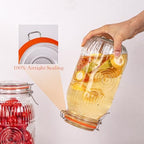Amzcku Wide Mouth Vintage Mason Jars with Airtight Lid 64oz 2 Quart, Canister Quart Jars for Kitchen Storage - for Coffee, Sugar, Beans 3 Pack - Image 3