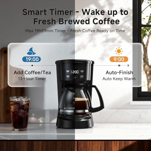 Coffee Maker, 5 Cup Programmable Drip Coffee Machine-Black - Image 3