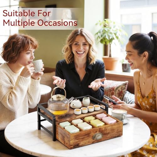 IBUYKE Tea Bag Organizer,Tea Box with Drawer,Brown TCJ004H - Image 4