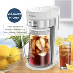 AEMEGO Iced Tea Coffee Maker, Brewing System with 2.5-quart Glass Pitcher, sliding strength selector, Stainless Steel Decoration, Reusable Filter（white） - Image 5