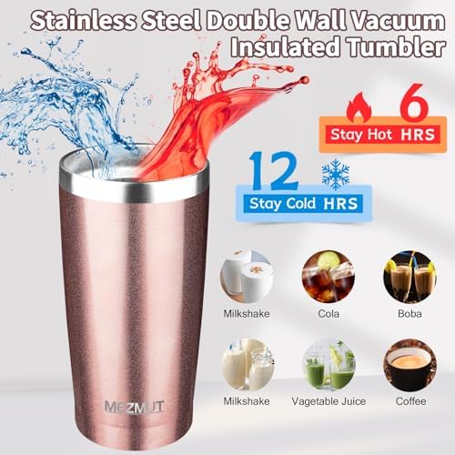MEZMUT 20oz Insulated Tumbler Travel Coffee Mug with Lid(Rose Gold,4 Pack) - Image 2