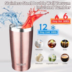 MEZMUT 20oz Insulated Tumbler Travel Coffee Mug with Lid(Rose Gold,4 Pack) - Image 2
