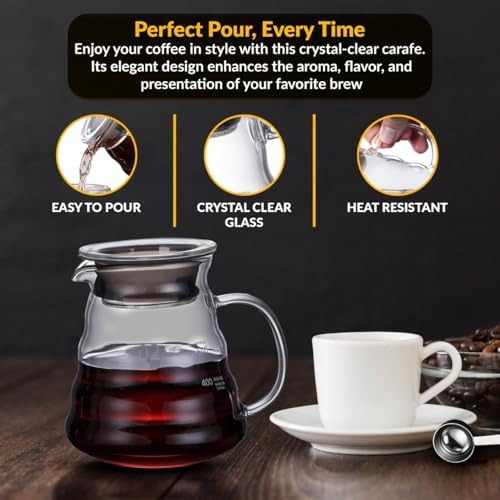 CASA BRAVA Glass Pour Over Coffee Maker Set – 28oz (850ml) Heat-Resistant Carafe with Stainless Steel Reusable Dripper, Bamboo Stand & Measuring Spoon – Plastic-Free Drip Coffee Brewer - Image 7