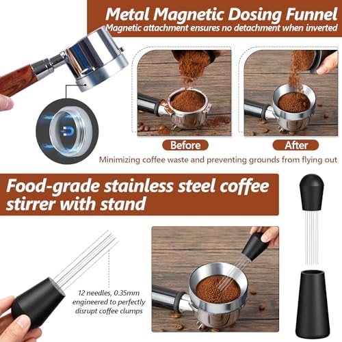 7 Pcs 51mm Espresso Accessories Kit, Spring Loaded Calibrated Tamper, WDT Tool, Coffee Measuring & Espresso Cup and Tamper Mat, Puck Screenr & Dosing Funnel, 51mm Espresso Machine Accessories - Image 3