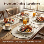 Premium Oval Faux Leather Placemat & Coaster Set with Innovative Cork-Look Printed Base，4/6/8-Piece Sets & 8 Colors，Non-Slip Dining Table Mats for Kitchen Dining - Image 5