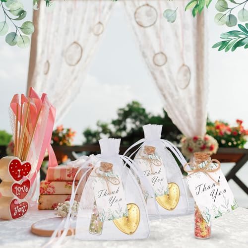 25 Sets Bridal Shower Tea Party Favors Bulk for Guests Include Heart Tea Infuser, Glass Jar, Thank You Gift Tag, Drawstring Organza Bag for Wedding Bridal Shower Souvenir Gift Party Supplies - Image 5