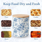 AnyDesign Chinoiserie Floral Ceramic Kitchen Canisters Sets Vintage Blue Flower Clear Storage Jar with Airtight Lids for Home Kitchen Countertop Decor Flour Sugar Tea Spice Container, Set of 3 - Image 4