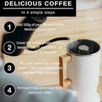 HASTINGS 68 Oz Pour Over Coffee Maker Set with Double Layer Reusable Stainless Steel Filter 8-Cup and Wood Handle - Dual Wall Heat Resistant Drip Coffee Brewer, Pour Over Coffee Dripper Carafe, White - Image 5