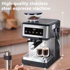 20Bar Espresso Machine with Built-in Grinder Milk Frother Steam Wand - Image 2