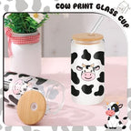 12 Set 16oz Cow Glass Cups Bamboo Lids Straws Racing - Image 5