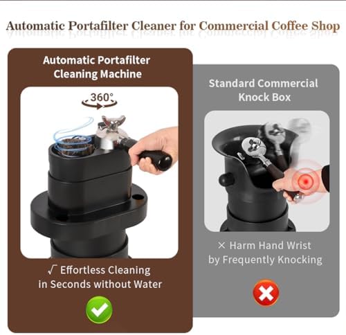 Espresso Portafilter Cleaner Machine Electric - Automatic Portafilters Coffee Puck Sucker Cleaning Brush Machine for Commercial Standing Knock Box Espresso Accessories - Image 3