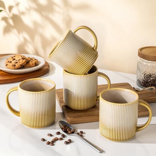 theterra Ceramic Coffee Mugs Set of 6, 14.2 oz Coffee Cups with Handle - Image 4